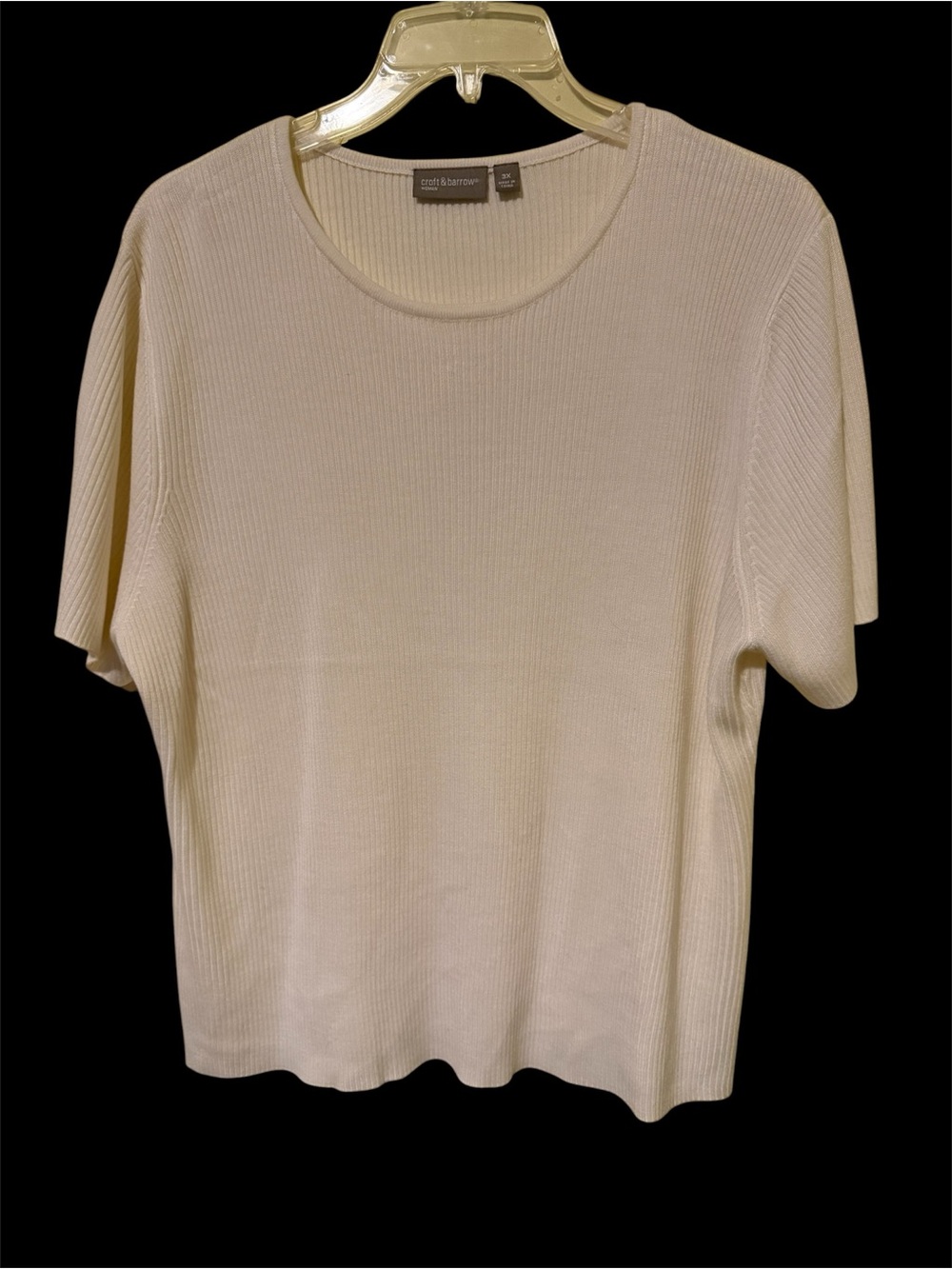 Croft & Barrow Cream Ribbed Short Sleeve Knit Top